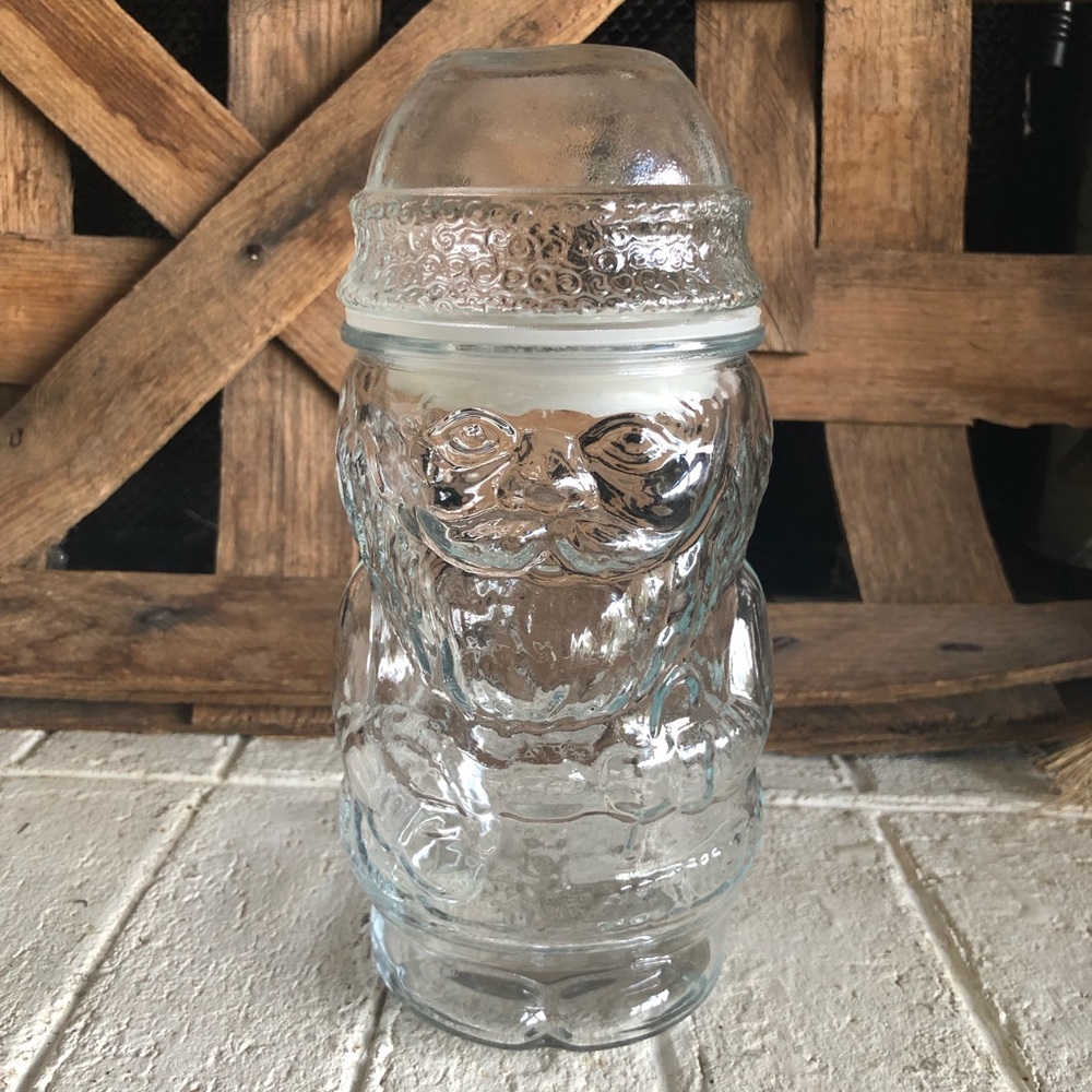Vintage Libbey Glass Santa Claus canister jar, Made in Mexico